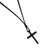 Colar De Couro Masculino Cruz Noir Marshop Colar De Couro Masculino Cruz Noir Marshop