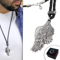 Colar de Couro Trançado Masculino Fecho Mosquete Asa Grafite Colar de Couro Trançado Masculino Fecho Mosquete Asa Grafite