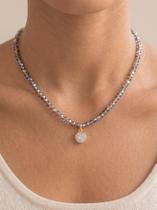 Colar de Cristais Pretos Furta Cor com Zircônia Branca - Acessório Feminino Colar de Cristais Pretos Furta Cor com Zircônia Branca - Acessório Feminino