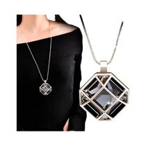 Colar De Cristal Azul Oceânico Para Mulheres, Pingente De Corrente Longa, Joias De Moda Para Festa