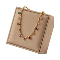 Colar De Cristal Multicolorido Para Mulheres Em Aço Inoxidável 316L, Joias De Moda Para Casamento E