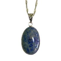 Colar de Cristal - Pedra da Lua e Sodalita Banhado a Prata