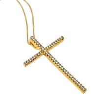 Colar De Cruz Com Pingente Crucifixo Com Strass Semi Joia