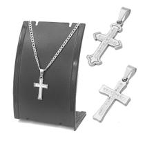 Colar de cruz crucifixo prata cravejado ponto de luz strass masculino feminino 45cm 60cm 70CM