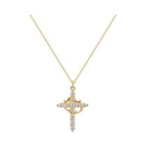 Colar De Cruz Em Ouro 14k Com Diamantes Para Mulheres, Pingente De Zircônia Cúbica, Joias Simples E Colar De Cruz Em Ouro 14k Com Diamantes Para Mulheres, Pingente De Zircônia Cúbica, Joias Simples E
