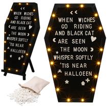 Colar de decoração de Halloween Coffin Black Felt Letter Board com LED Colar de decoração de Halloween Coffin Black Felt Letter Board com LED