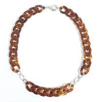 Colar de Elos de Resina Misto Banhado a Ródio - Semijoia Hipoalergênica Colar de Elos de Resina Misto Banhado a Ródio - Semijoia Hipoalergênica