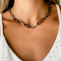 Colar de Elos Quadrados Grafite 45cm + Extensor Colar de Elos Quadrados Grafite 45cm + Extensor