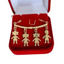 Colar de filhos filhas de 1 a 4 pingentes banhados a ouro 18k