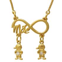 Colar de Filhos Mãe de Dois Meninos Folheado Em Ouro 18K Softjoias