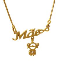 Colar de Filhos Mãe De Filha Menina Folheado Em Ouro 18k SoftJoias