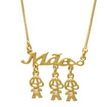 Colar de Filhos Mãe de Três Meninos Folheado em Ouro 18K Softjoias