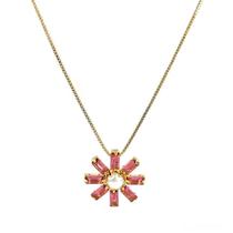 Colar de Flor com Pérola e Zircônias Rubi - Semijoia Elegante Colar de Flor com Pérola e Zircônias Rubi - Semijoia Elegante