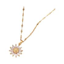 Colar de Flor com Zircônia Dourada para Mulheres - Pingente Leve e Luxuoso