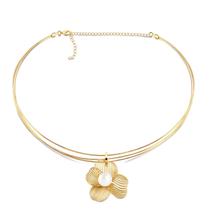 Colar De Flor Pérola Choker Feminino Folheado A Ouro 18k Colar De Flor Pérola Choker Feminino Folheado A Ouro 18k