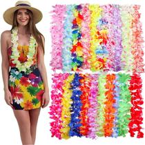 Colar de flores tropicais Hawaiian Leis TSMJUWND 50 unidades Colar de flores tropicais Hawaiian Leis TSMJUWND 50 unidades