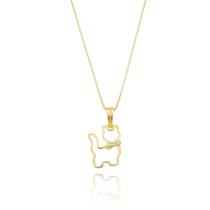 Colar de Gato com Pedras de Zircônias Semi Joia Banhado Ouro 18k Presente Ideal Aniversario Mae Mulher Namorada