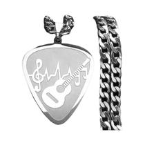 Colar de Guitarra Banhado a Ouro com Pingente de Nota Musical - Estilo Hip Hop