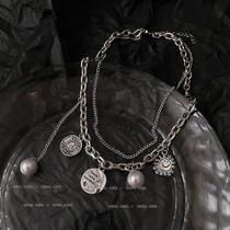 Colar de hip hop cubano cadeia pearl star lua metal duplo l