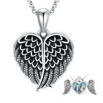 Colar de medalhão SOULMEET Angel Wing em forma de coração em prata esterlina Colar de medalhão SOULMEET Angel Wing em forma de coração em prata esterlina
