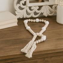 Colar De Mesa Adorno Decorativo Madeira Natural Artesanal 110cm Boho