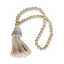 Colar de Mesa Artesanal Cordão Madeira e Conchas Luxo