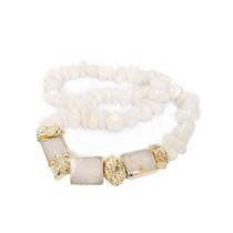 Colar De Mesa Com Pedra Rolada e Quartzo Branco Com Banho Ouro 18K Colar De Mesa Com Pedra Rolada e Quartzo Branco Com Banho Ouro 18K