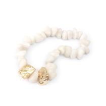 Colar De Mesa Com Pedras Quartzo Branco Com Banho Ouro 18K