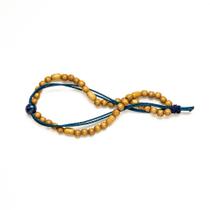 Colar de Mesa Decorativo Artesanal Preah Azul Marinho com Detalhes em Madeira Natural