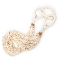 Colar De Mesa Grande Com Argolas e Pedra Quartzo e Fios Algodão