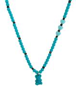 Colar de miçangas Candy color com pingente Teddy verde água Colar de miçangas Candy color com pingente Teddy verde água