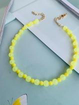 Colar de miçangas coloridas tendência Verão Amarelo laranja