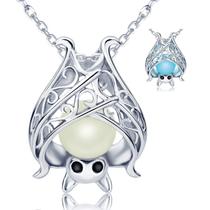 Colar de morcego APOTIE em prata esterlina que brilha no escuro de Halloween