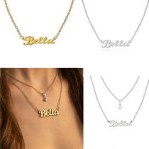 Colar De Nome Bella Feminino Gargantilha prata e dourado em aço inox pode molhar prateado dourado Colar De Nome Bella Feminino Gargantilha prata e dourado em aço inox pode molhar prateado dourado