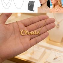 Colar De Nome Cleide Feminino Gargantilha prata dourado em aço inox não escurece corrente