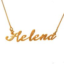 Colar de Nome de Mulher Feminino Dourado Pronta Entrega Cravejado de Zircônias Folheado A Ouro 18K Softjoias