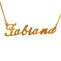 Colar de Nome de Mulher Feminino Dourado Pronta Entrega Cravejado de Zircônias Folheado A Ouro 18K Softjoias