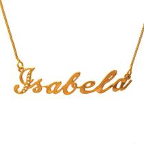 Colar de Nome de Mulher Feminino Dourado Pronta Entrega Cravejado de Zircônias Folheado A Ouro 18K Softjoias