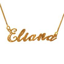 Colar de Nome de Mulher Feminino Dourado Pronta Entrega Cravejado de Zircônias Folheado A Ouro 18K Softjoias