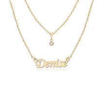 Colar de nome Denise feminino mulher folheado a Dourado Corrente Duplo gargantilha ponto de luz