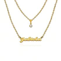 Colar De Nome Fabiola Feminino Gargantilha prata e dourado em aço inox corrente Duplo