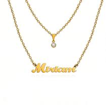 Colar De Nome Miriam Feminino Gargantilha Dupla prata e dourado em aço inox não escurece pode molhar Colar De Nome Miriam Feminino Gargantilha Dupla prata e dourado em aço inox não escurece pode molhar