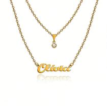 Colar De Nome Olivia Feminino Gargantilha prata e dourado em aço inox pode molhar não escurece Colar De Nome Olivia Feminino Gargantilha prata e dourado em aço inox pode molhar não escurece