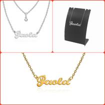 Colar De Nome Paola Feminino Gargantilha prata e dourado em aço inox não escurece pode molhar Colar De Nome Paola Feminino Gargantilha prata e dourado em aço inox não escurece pode molhar
