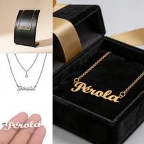 Colar De Nome Pérola Feminino Gargantilha prata e dourado em aço inox corrente colar de nomes Perola