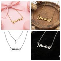 Colar De Nome Shirley Feminino Gargantilha prata prateada dourado em aço inox pode molhar Colar De Nome Shirley Feminino Gargantilha prata prateada dourado em aço inox pode molhar