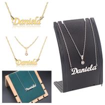 Colar de Nomes Daniela Folheado a dourado Ou Preteada Prata Em Aço Inox Corrente De Letra