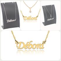 Colar de Nomes Débora Folheado a dourado Ou Preteada Prata Em Aço Inox Corrente De Letra