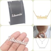 Colar de Nomes Eduarda Folheado a dourado Ou Preteada Prata Em Aço Inox Corrente De Letra