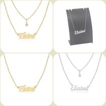 Colar de Nomes Elaine Folheado a dourado Ou Preteada Prata Em Aço Inox Corrente De Letra